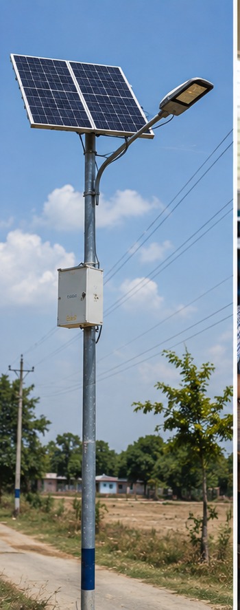 Solar-powered street light representing sustainable energy initiatives